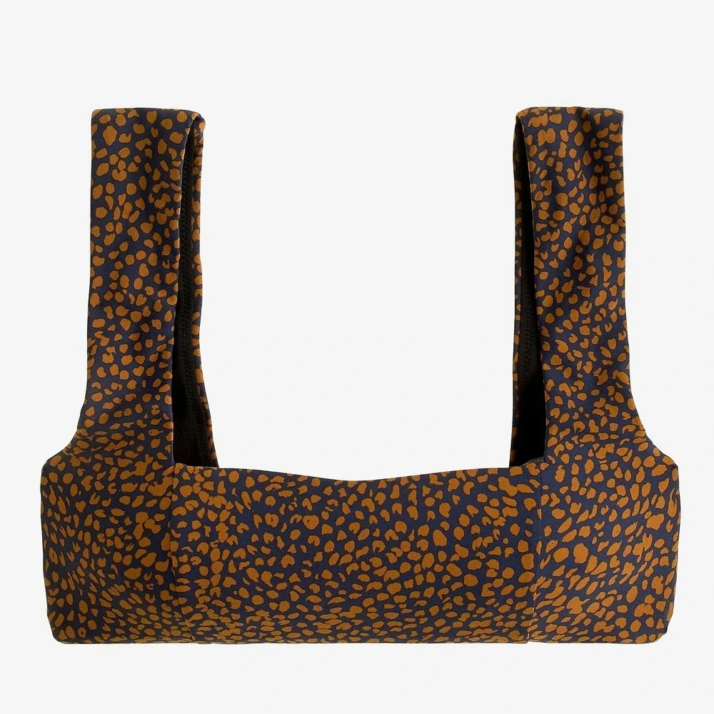 NWT J. Crew‎ Square-Neck Bikini Top Spot-On Print Animal S Summer Vacation
